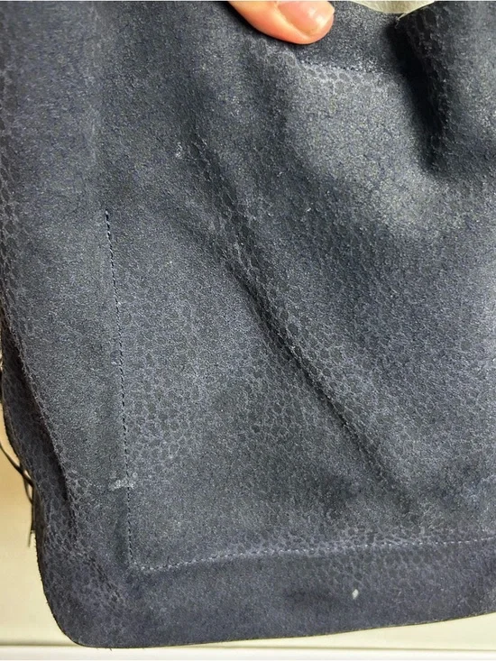 ALL SAINTS Leather suede purse pearl mini hobo bag dark blue - Picture 5 of 16